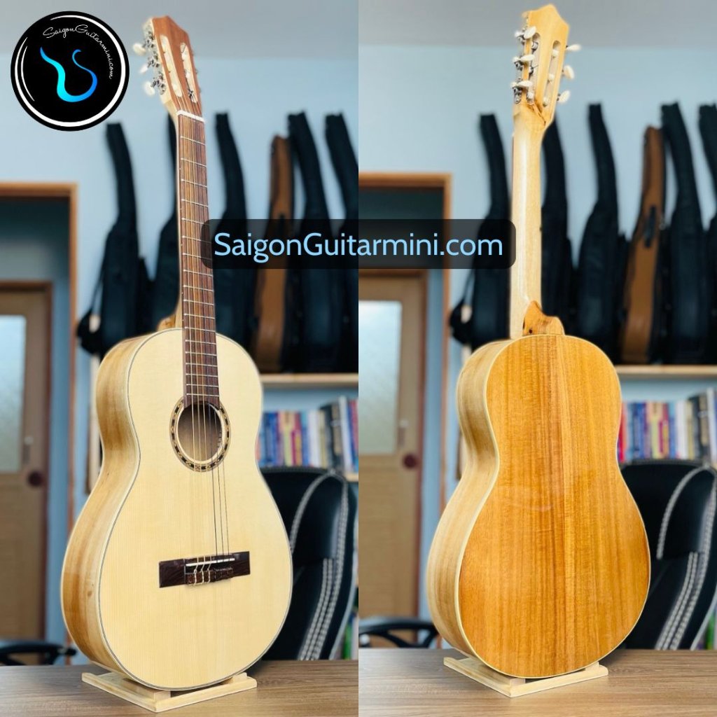 Guitar mini classic size 3:4 gỗ Tràm mặt thông